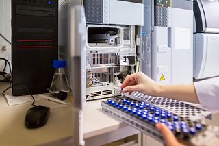 实验室科学家制备下游用于 HPLC-MS 的样本